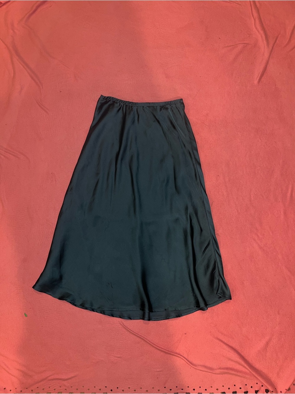 Women's Teal Satin A-Line Skirt